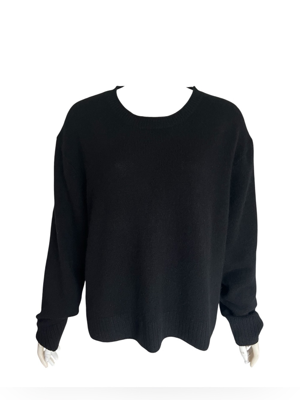 NWT Quince 100% Mongolian Cashmere Boxy Crewneck Sweater Black Sz XL Minimalist - Picture 8 of 16
